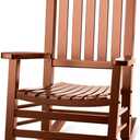Wooden Outdoor Rocking Chair, Oversized Patio Rocking Chair w/400lbs Support & High Backrest | Porch, Lawn, Garden, BackyardNatural