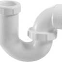 P Trap PVC 1.5 Inch | Leak & Odor Proof Drain Kit for Bathroom/Kitchen Sink with White Threaded Adapter Ring |1-1/2" White