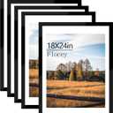 18x24 Picture Frame Set of 5, Black Poster Frame, Display Pictures 16 x 20 with Mat or 18 x 24 Without Mat for Horizontal or Vertical Wall Mounting, Wall Gallery Frame for Artwork