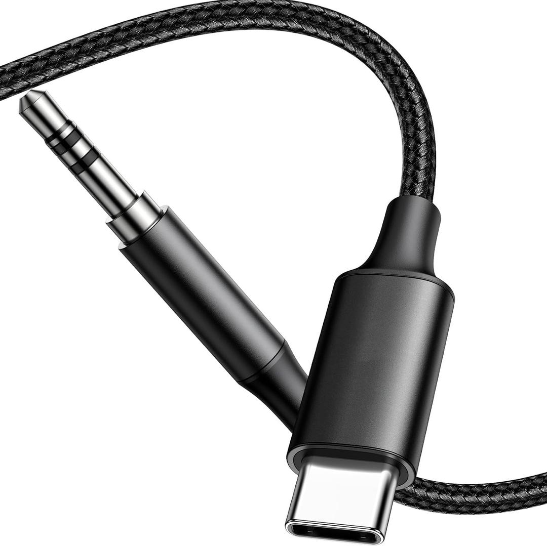 Type C to 3.5mm Audio Aux Cable, USB C to Aux Cord for Car, USBC Headphone Jack Male Cord Car Auxiliary Cable USB C for Apple iPhone 16e 16 Pro Max, Android Samsung Galaxy Google Pixel Speaker Wire