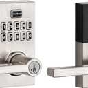 Kwikset SmartCode 917 Keypad Keyless Entry Contemporary Residential Electronic Lever Lock Deadbolt Alternative with Halifax Door Lever and SmartKey Security, Satin Nickel