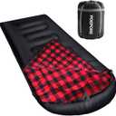 Flannel Sleeping Bag Cotton 0 Degree Cold Weather for Adults XXL Wearable Sleeping Bag 4 Seasons Waterproof with Compression Sack