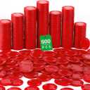 Leitee 500 Pcs Red Plastic Poker Chips Bulk 1.5 Inch Mini Bingo Chips Tokens Markers Blank Casino Counting Discs Learning Math Counters for Adults Interlocking Game Counting Reward Card