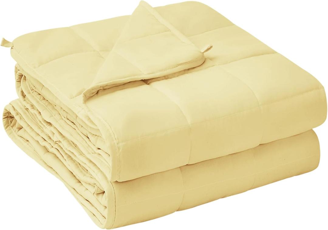 yescool Weighted Blanket for Adults (20 lbs, 60 x 80, Yellow) Cooling Heavy Blanket for Sleeping Perfect for 190-210 lbs, Queen Size Breathable Blanket with Premium Glass Bead, Machine Washable