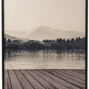 Wall Art Framed Lake Mountain Art Canvas Calm Lake With Dock, 

18×24inch
