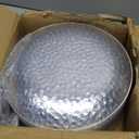 R-kay 100 Pack Clear Plastic Plates For Wedding - 10 IN Hammered Gold Rimmed Sturdy, Durable And Extra Heavy duty Gold Plastic Plates For Party - Bulk Disposable Plates For Weddings