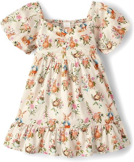 Gymboree,Girls,and Toddler Short Sleeve Tiered Dresses,Garden Bunny,10