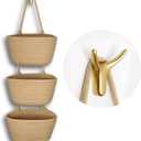 3-Tier Decorative Cotton Rope Hanging Basket, Wall-Mounted Woven Storage Organizer Bag, Jute