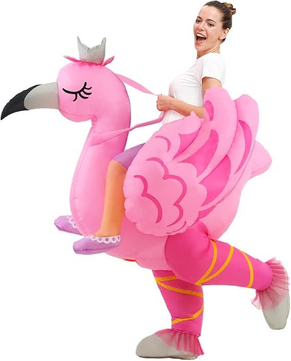 Inflatable Flamingo Costume Adult, Inflatable Costumes Women, Pink Flamingo Funny Suit Blow Up Costume for Adults, Halloween Costumes Summer Hawaiian Luau Flamingo Themed Party