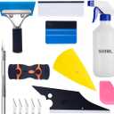 Luxiv Car Window Tint Application Tools Kit, 9 Pcs Vehicle Glass Protective Film Installing Tool, Squeegee Automotive Film Scrapers (Yellow,orange,blue,white,pink,black)