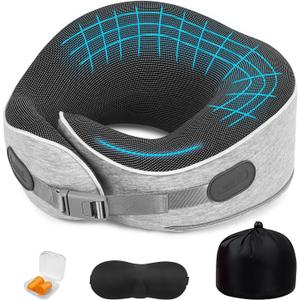 Gikezed Travel Pillows for Airplanes Ergonomic Memory Foam Neck Pillow for Travel  360° Head & Neck Support for Sleeping on Flights, Cars, Trains & Office (Gray1)