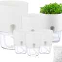 Self Watering Pots for Indoor Plants 6 Pack of 3.2/4/6 Inch Self Watering Planters Plant Pots with Decorative Stones Flower Pot Plant Pots Indoor (Mixed Size, White)