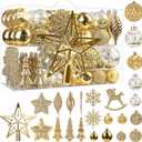 SHareconn 100pcs Christmas Tree Decorations Ornaments Set, Shatterproof Plastic Baubles Decorative Balls for Xmas Tree Decor Holiday Wedding Party, Gold