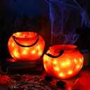 Shappy 2 Pieces Light up Halloween Trick or Treat Pumpkin Candy Bags Multipurpose Reusable Orange Goody for Trick or Treating Halloween Birthday Party Favors Supplies