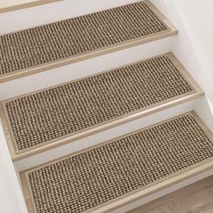 BEQHAUSE Stair Treads for Wooden Steps 28inX9in, Carpet Stair Treads Non Slip Indoor, Machine Washable Stair Runners for Kids Elders and Pets, Carpet for Stair Rugs Mat, TPE Backing, 4pcs, Taupe