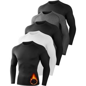 Dalavch 5 Pack Thermal Compression Shirts for Men Long Sleeve Running Gear Undershirt Base Layer for Winter Cold Weather, Size Large