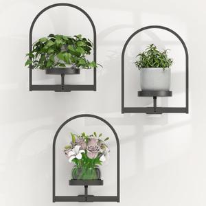 PEKGRIL 3 Pack Wall Plant Holders, Metal Window Planters Shelves, Indoor Plants Stands, Wall Decor Planter Hanging Shelf, Gifts for Plant Lovers