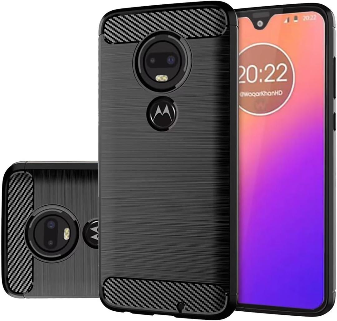 Case for Moto G7 Plus Case, Motorola G7/T-Mobile Revvlry+ Case, Slim Thin Phone Case TPU Soft Back Cases Anti-Scratch Shockproof Protective Cover for Motorola Moto G7 Black