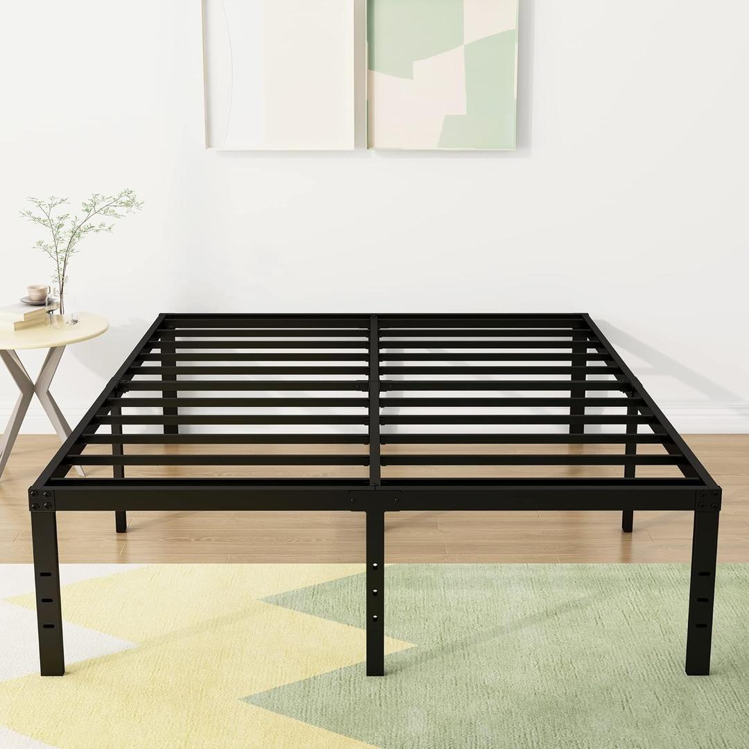 18 Inch California King Bed Frames Heavy Duty Metal Platform No Box Spring Needed, Maximum Storage, Easy to Assembly, Noise Free, Black