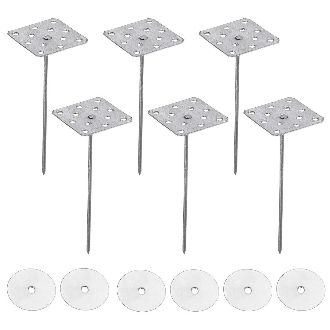 PATIKIL 4 Inch Perforated Insulation Pins with Round Washers, 80 Pack Aluminum Insulating Nails Wall Plug for Fixing Foam Boards to Wall or Ceiling (100mm)