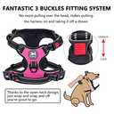 PoyPet No Pull Dog Harness, No Choke Front Lead Dog Reflective Harness, Adjustable Soft Padded Pet Vest with Easy Control Handle for Small to Large Dogs(Pink,S)