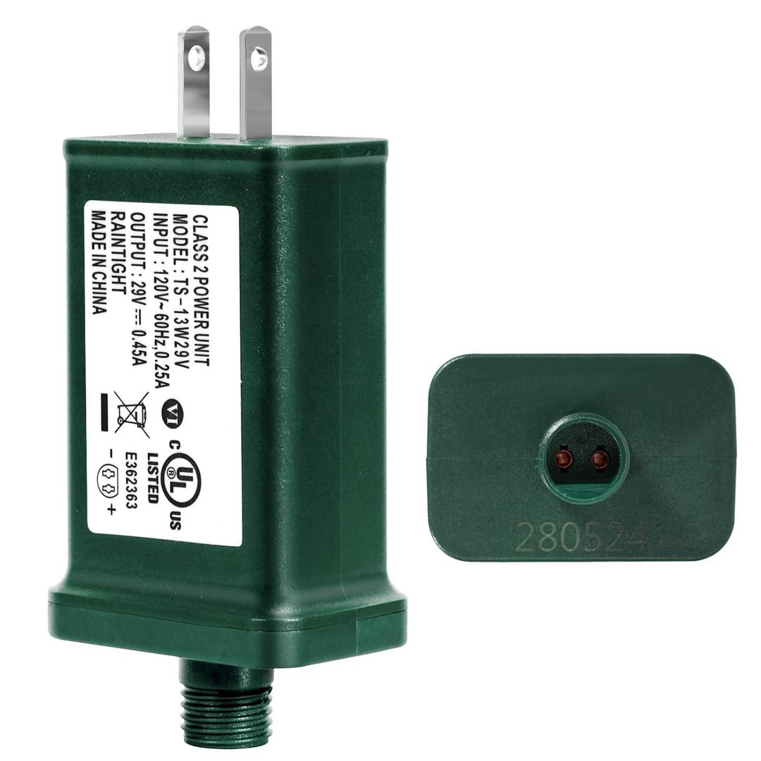 TS-13W29V LED Power Supply,UL Certification LED Transformer Replacement Class 2 Power Supply,IP44 Low Voltage Transformer US Christmas Tree Plug Adapter for Led String Lights