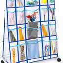 Leinuosen Craft Rolling Cart with Wheels 3.3ft Tall 40 Storage Pockets Portable Movable Art Cart Utility Organizer with Wheels for Classroom School Home Office Student Arts & Craft Supplies