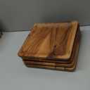 Wooden Plates Set of 4  8 Square Acacia Wood Plates, Rustic Salad, Side Dish, and Dessert Dinnerware for Snacks, Appetizers, or Wooden Chargers (8 x 8 IN)