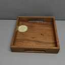 Samhita Acacia Wood Serving Tray with Handles,Wooden Serving Tray, Snack Tray, Breakfast Tray, Great for, Breakfast, Coffee |Size- 10" x 10" x 1.75"