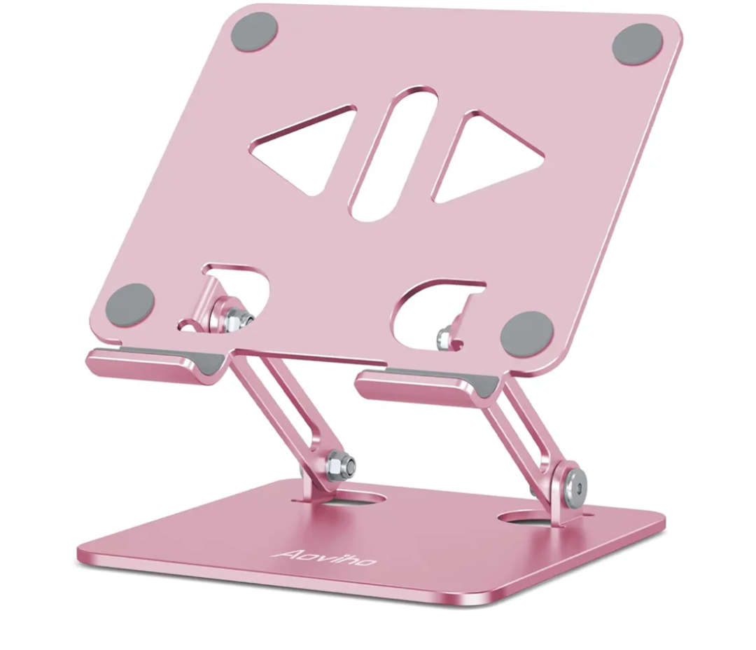 Tablet Stand Holder for Desk, Adjustable Desktop Tablet Holder, Foldable Aluminum Tablet Mount for iPad pro 12.9, iPad Air Mini, Samsung Galaxy Tabs Z Fold Kindle Fire,4-12 inch, Rose Gold