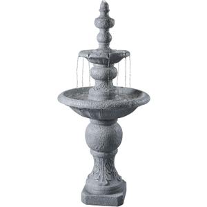 Teamson Home 52.56 in. Outdoor Two-Tier Water Fountain with Realistic ICY Stone Texture for Outdoor Living Spaces Creating a Calming Oasis for Gardens, Landscaping, Patios, Balconies, Lawns, Gray