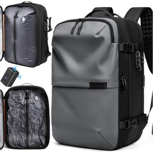 AirVault Vacuum Seal Travel Backpack 60L - Expandable Air Compression Vacuum System, Water-Resistant, Carry-On with TSA Lock Fits 19" Laptop (Gray)