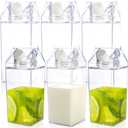 yarlung 6 Pack 25 Oz Milk Carton Water Bottle, Clear Plastic Milk Bottles Leakproof Square Water Bottles for Outdoor Sports Travel Camping