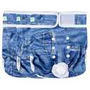 Wegreeco Washable Female Dog Diapers Highly Absorbent Reusable Diapers for Dog in Heat Period, 3 Pack (Blue Jeans), size M