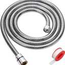 Shower Hose, 59 Inches Long Stainless Steel Handheld Shower Head Hose with Brass Insert and Nut - Durable and Flexible, Silver 