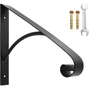 Stair Hand Rails Wall Mount Handrails for Outdoor Steps, Metal Wrought Iron Staircase Handrails Fits 1 or 2 Steps, Stair Railing Garage Railing for Indoor Steps or Front Door Porch (Black)