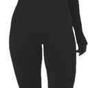 YIMISAN Women's Long Sleeve One Piece Bodycon Leggings Jumpsuits High Neck Sexy Tights Outfit Long Sleeve Rompers (Large, Black)