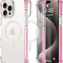 OOK Case for iPhone 15 Pro, Magnetic Hot Pink Clear Case [Compatible with MagSafe] Slim Anti-Scratch Shockproof Protective TPU Bumper Acrylic Cover for 6.1 inch