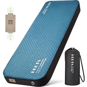 HEETA Self Inflating Sleeping Pad with Electric Pump, 4" Ultra Thick Memory Foam Camping Mattress, 9.5 R-Value Insulated Sleeping Mat, Easy to Inflate & Deflate for Camping Car Travel Tent Cot Bed
