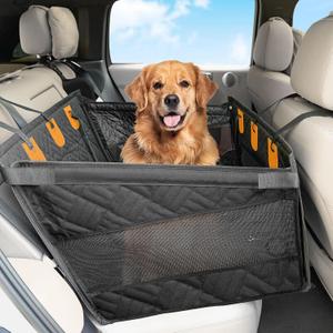 Kohree Dog Car Seat Cover for Medium Large Dogs, Hard Bottom Dog Car Seat Cover for Back Seat Waterproof 600D Car Hammock for Dogs Pet Back Seat Extender for Cars SUV Truck - Upgraded Version