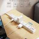 15 FT Flat Extension Cord with 12 AC Outlets with 3 USB Ports (1 USB C), 1875W 15A 14 Gauge 3 Prong, 1080J Long Surge Protector Power Strip, On-Off Switch, Mountable for Home Office Garage Workshop