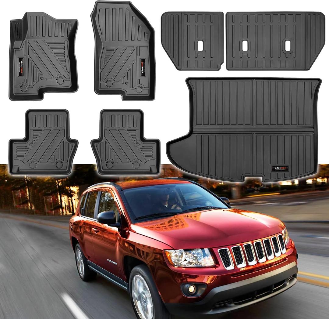 Custom for 2007-2016 Jeep Compass/Patriot /2007-2012 Dodge Caliber/Floor Mats Cargo Trunk Liner and Backrest Mat All Weather TPE Rubber Protection Mat Accessories (for 2007-2016 Jeep Compass)