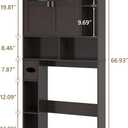 Vabches Over The Toilet Storage Cabinet, Bathroom Shelf Over Toilet with Glass Doors and Adjustable Shelves, Espresso Freestanding Home Space Save Toilet Rack for Restroom, Bathroom, Laundry, W31.69''