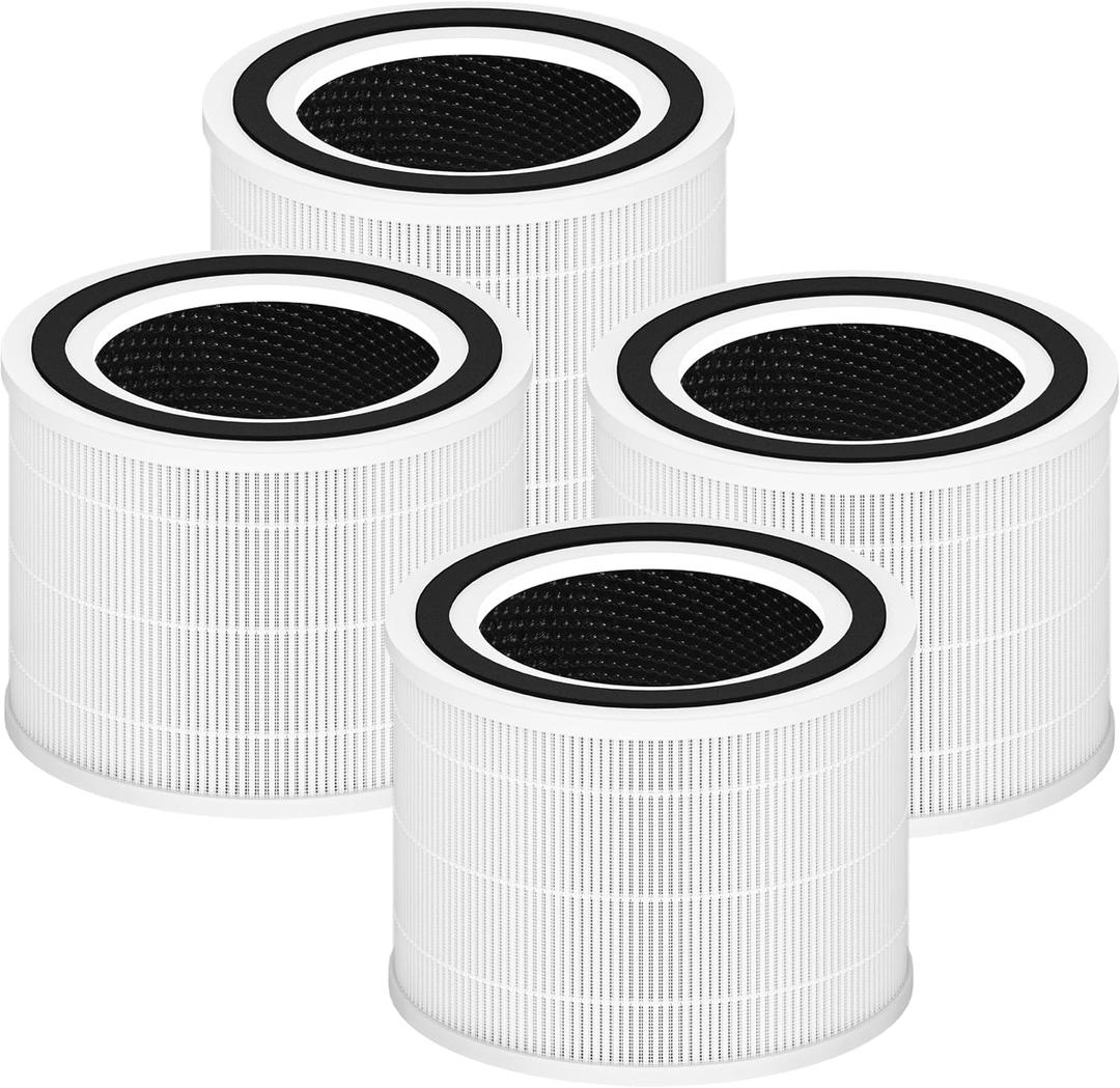 Core 300 Replacement Filter for LEVOIT Core 300, Core 300S and Core 300-P Air Purifier, 3-in-1 H13 True HEPA Filter Replacement, Compared to Part # Core 300-RF, 4 Pack, White (White - Original Filter)