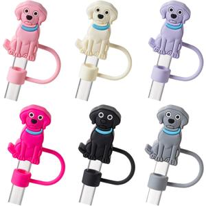 2 x HWGODDYE 6PCS Dog Straw Cover Toppers for Stanley Cup with Handle 40oz/30oz Accessories