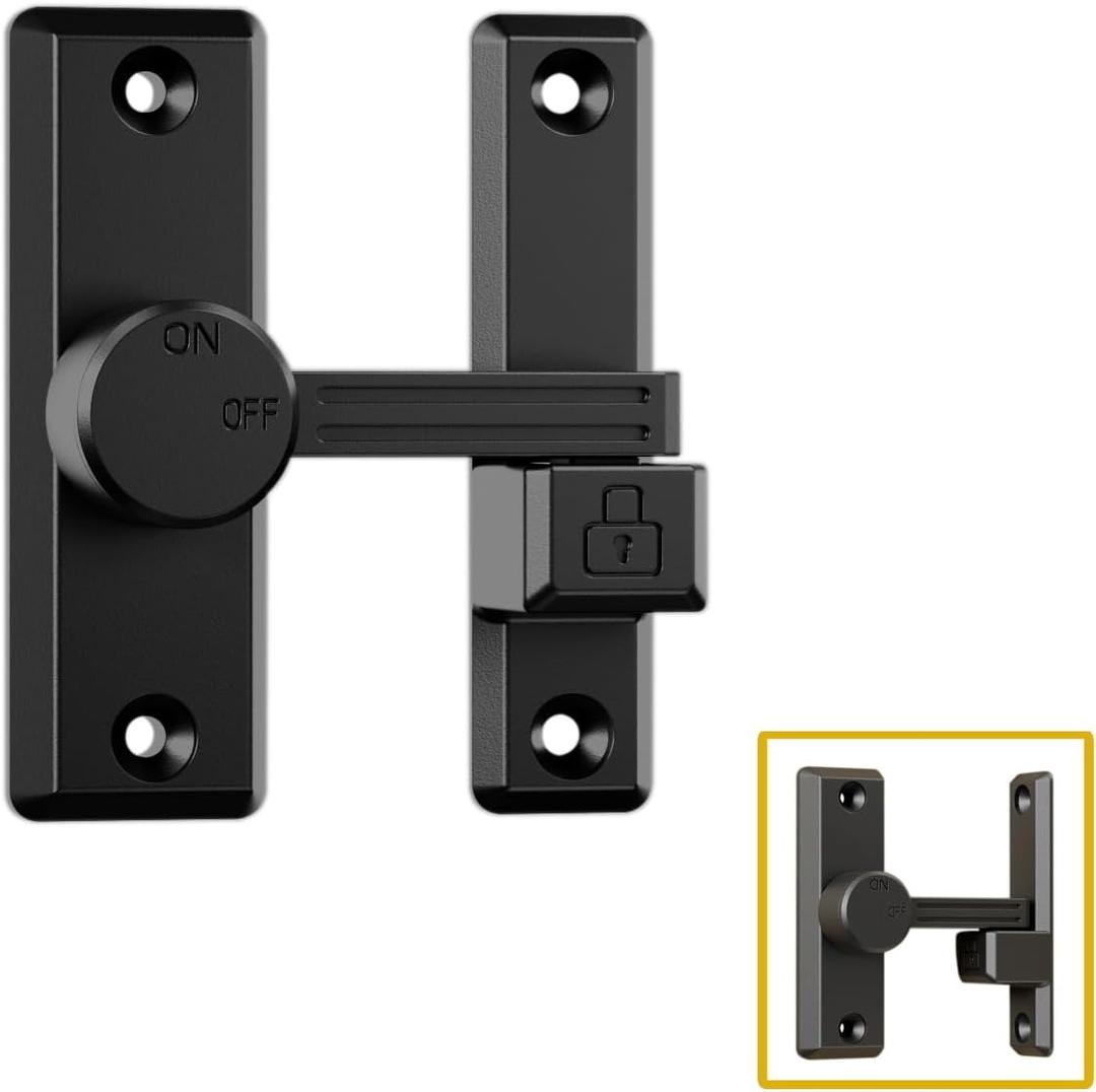 ETEKJOY Flip Latch Lock 90/180 Degree Left/Right-Opening Sliding/Swinging Door Lock Bolt for Home Security Gate Barn Garage Garden Fence Shed Window French Door (Black)