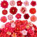 ATTGREAT 210 Pcs Mini Silk Flower Heads Small Fake Rose Daisy Faux Flowers Bulk for Crafts Artificial Loose Fabric Flowers Heads Sunflower Bulk for Wedding Hair Cap Dresses Decorations, Red