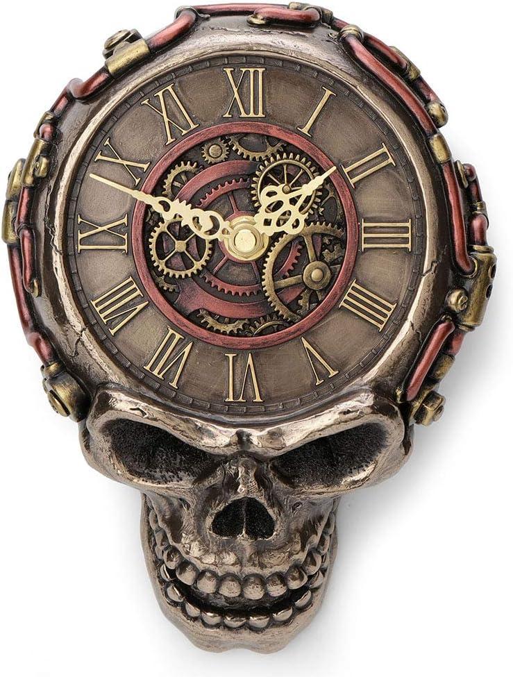 Veronese Design 8.1 Inch Steampunk Flat Skull Mechanical Gage Hanging Wall Clock Antique Bronze Finish Wall Sculpture