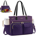 LOVEVOOK Insulated Lunch Tote Bag for Women, Large Capacity Work Bag with Large Cup Holder, Teacher Nurse Tote with Multi Pockets, Water Resistant Laptop Bag for Travel, College, Daily, 17.3 Inch