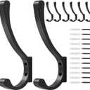 saffruff 8-Pack Wall Mount Coat Hooks, Heavy Duty Metal Hooks for Hanging Clothes, Backpack, Bag,Towel & Jacket, Strong 30 lbs Hold Closet Hanger, Black